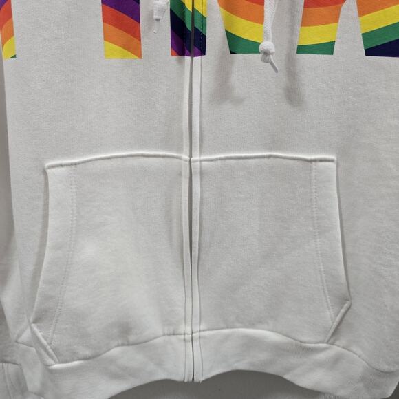 Victoria Secret PINK Hoodie Rainbow Logo XL White New Jacket - Picture 11 of 11